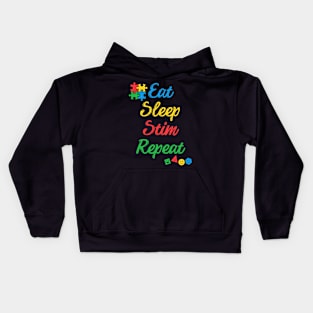 Eat Sleep Stim Repeat Autism Awareness Kids Hoodie